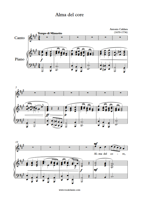 A. Caldara : Alma del core (A Key) PDF 2023 한예종 남자 입시곡 Sheet music