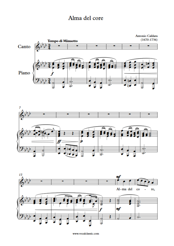 A. Caldara : Alma del core (Ab Key) PDF 2023 한예종 남자 입시곡 Sheet music