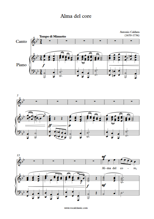 A. Caldara : Alma del core (Bb Key) PDF 2023 한예종 남자 입시곡 Sheet music