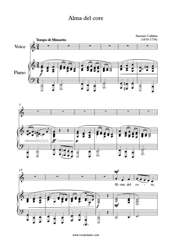 A. Caldara : Alma del core (C Key) PDF 2023 한예종 남자 입시곡 Sheet music