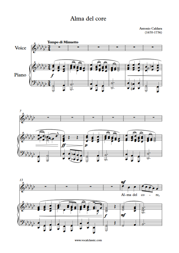 A. Caldara : Alma del core (Gb Key) PDF 2023 한예종 남자 입시곡 Sheet music