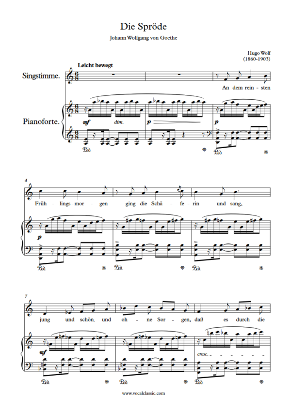 H. Wolf : Die Spröde (A minor Key) PDF 2023 한예종 여자 입시곡 Sheet music