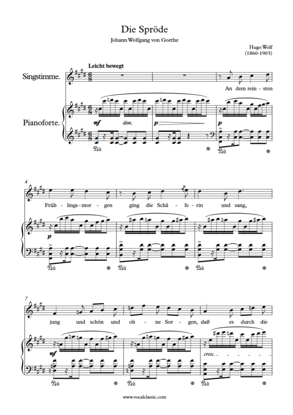 H. Wolf : Die Spröde (C sharp minor Key, Original) PDF 2023 한예종 여자 입시곡 Sheet music