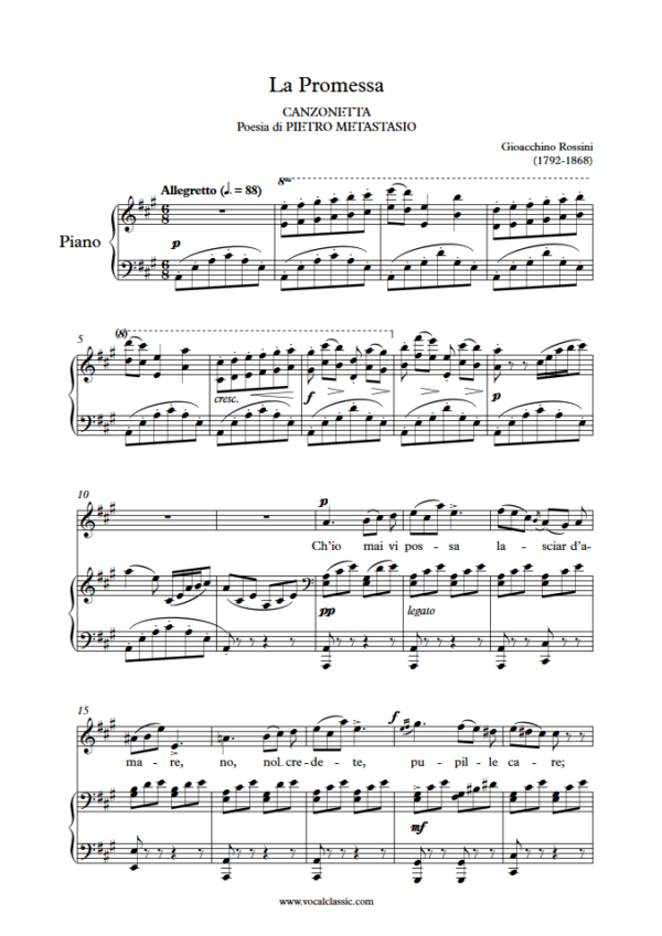 G. Rossini : La Promessa (A Key) PDF 2023 한예종 남자 입시곡 Sheet music