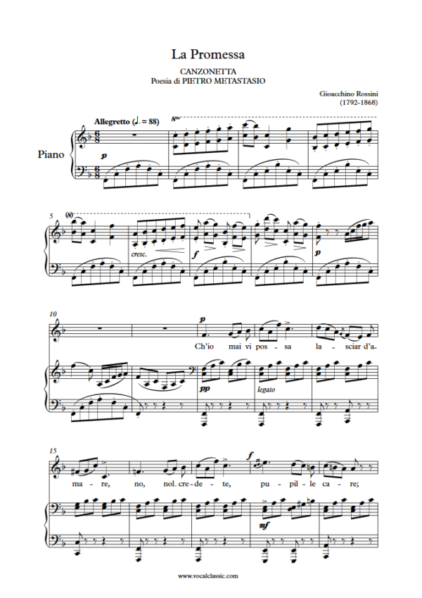 G. Rossini : La Promessa (F Key) PDF 2023 한예종 남자 입시곡 Sheet music