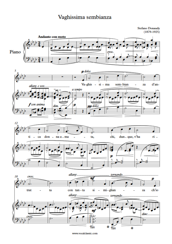 S. Donaudy : Vaghissima sembianza (Ab Key) PDF 2023 한예종 남자 입시곡 Sheet music