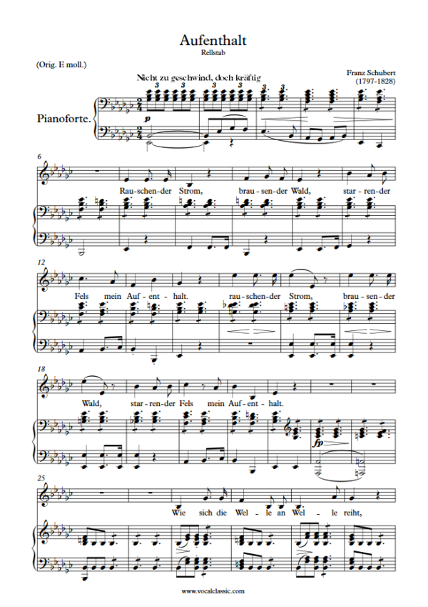 F. Schubert : Aufenthalt (Eb minor Key) PDF Sheet music