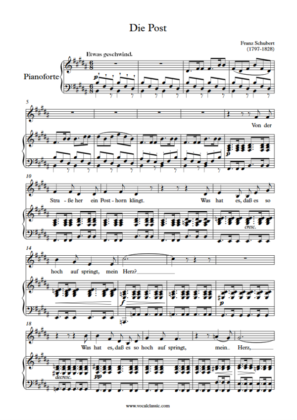 F. Schubert : Die Post (B Key) PDF Sheet music