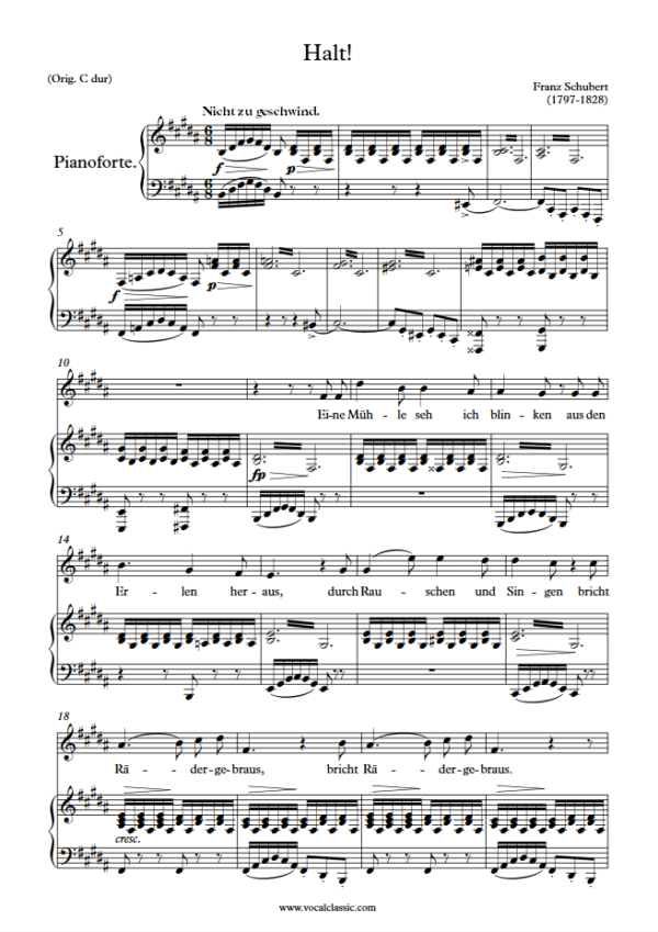 F. Schubert : Halt! (B Key) PDF Sheet music