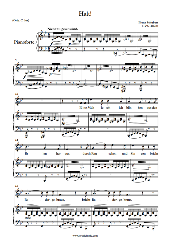 F. Schubert : Halt! (Bb Key) PDF Sheet music