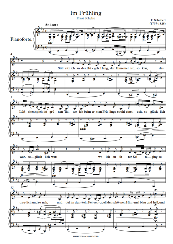 F. Schubert : Im Frühling (D Key) PDF 2023 한예종 남자 입시곡 Sheet music