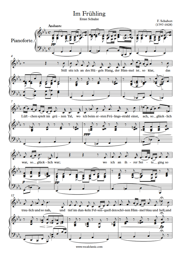 F. Schubert : Im Frühling (Eb Key) PDF 2023 한예종 남자 입시곡 Sheet music