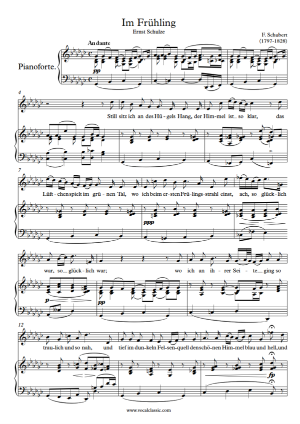 F. Schubert : Im Frühling (Gb Key) PDF 2023 한예종 남자 입시곡 Sheet music