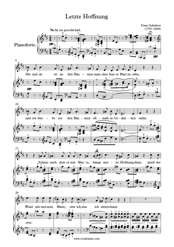 F. Schubert : Letzte Hoffnung (D Key) PDF Sheet music