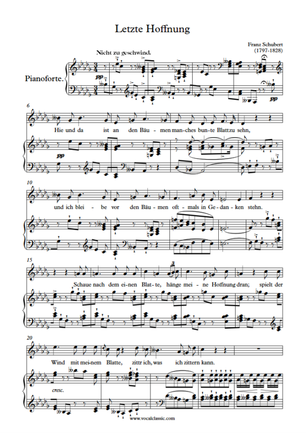 F. Schubert : Letzte Hoffnung (Db Key) PDF Sheet music