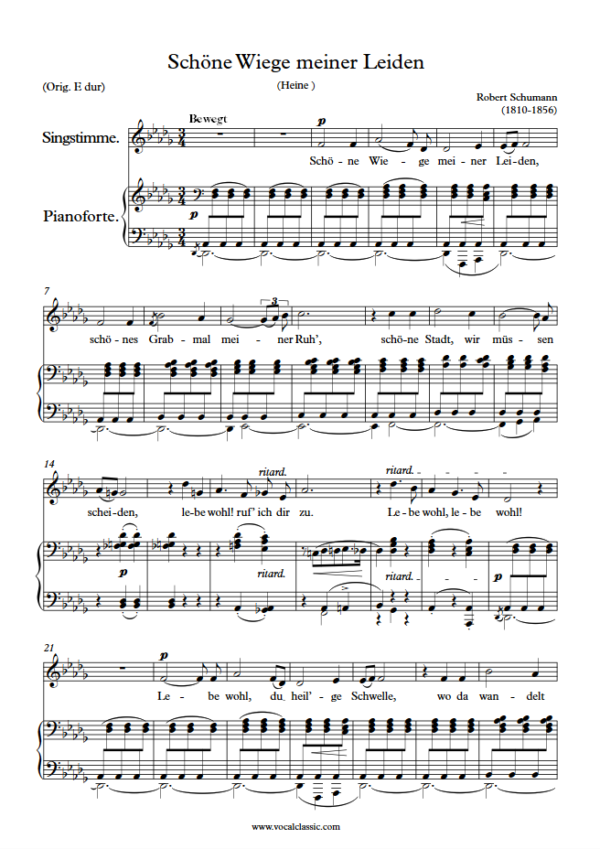 R. Schumann : Schöne Wiege meiner Leiden (Db Key) PDF Sheet music