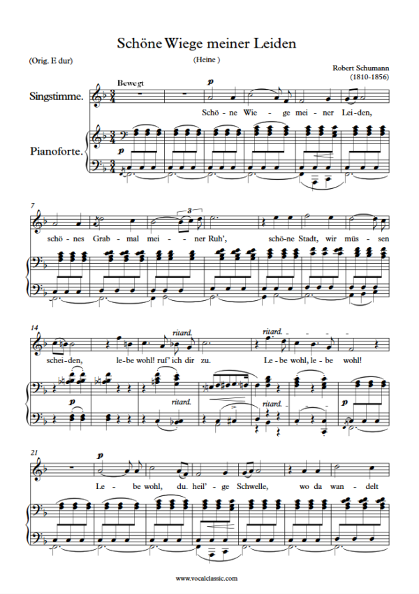 R. Schumann : Schöne Wiege meiner Leiden (F Key) PDF Sheet music