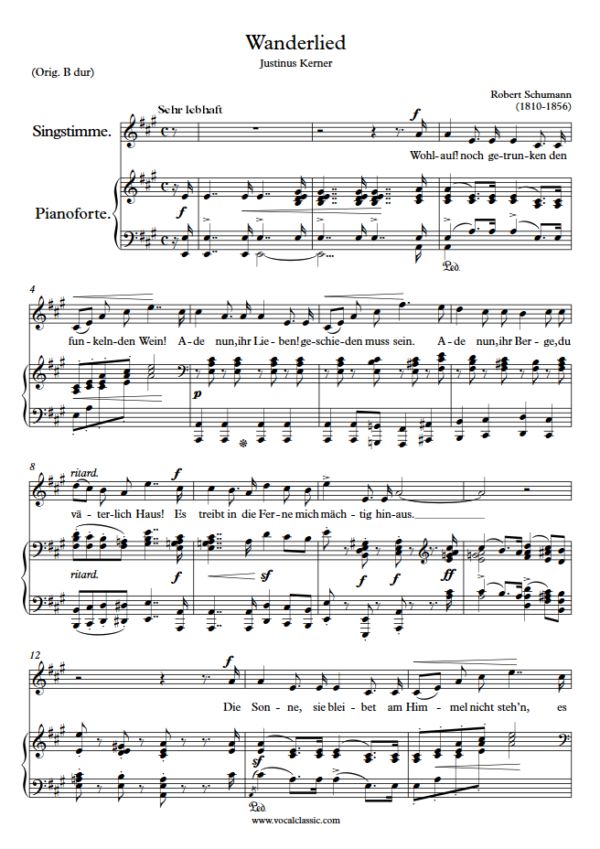 R. Schumann : Wanderlied (A Key) PDF 2023 한예종 남자 입시곡 Sheet music