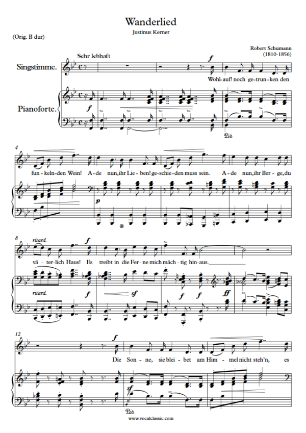 R. Schumann : Wanderlied (Bb Key) PDF 2023 한예종 남자 입시곡 Sheet music