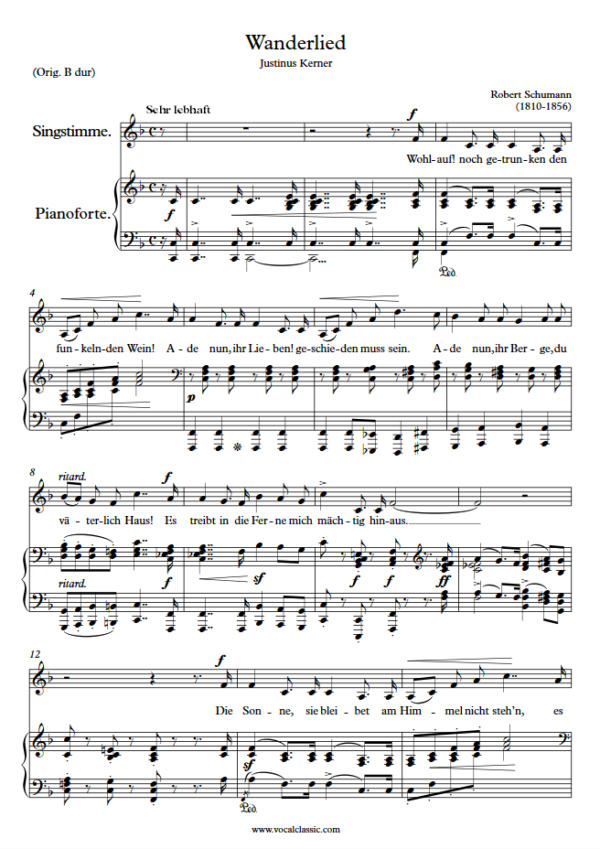 R. Schumann : Wanderlied (F Key) PDF 2023 한예종 남자 입시곡 Sheet music