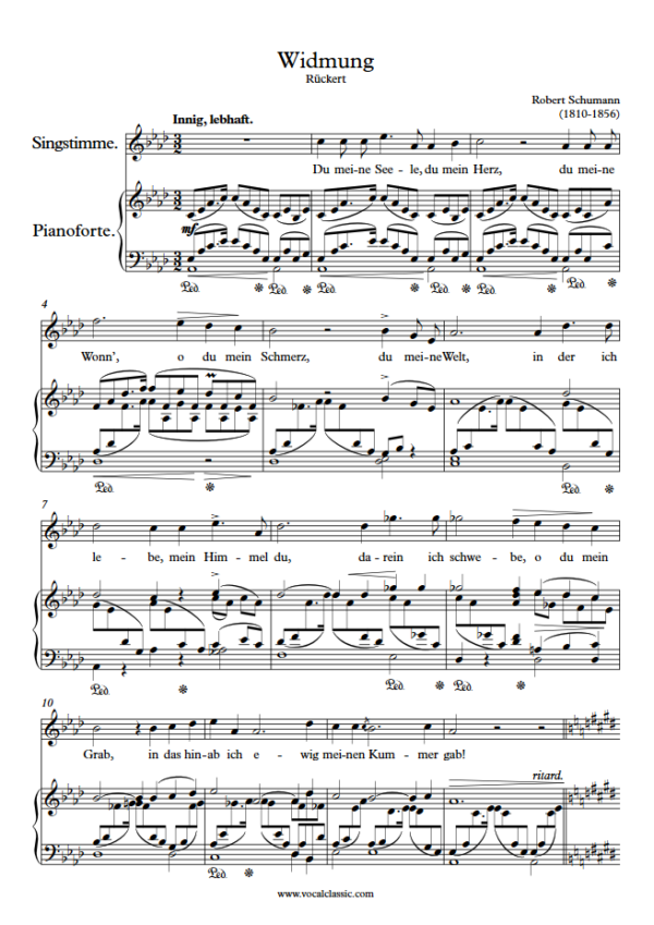 R. Schumann : Widmung (Ab Key, Original) PDF Sheet music