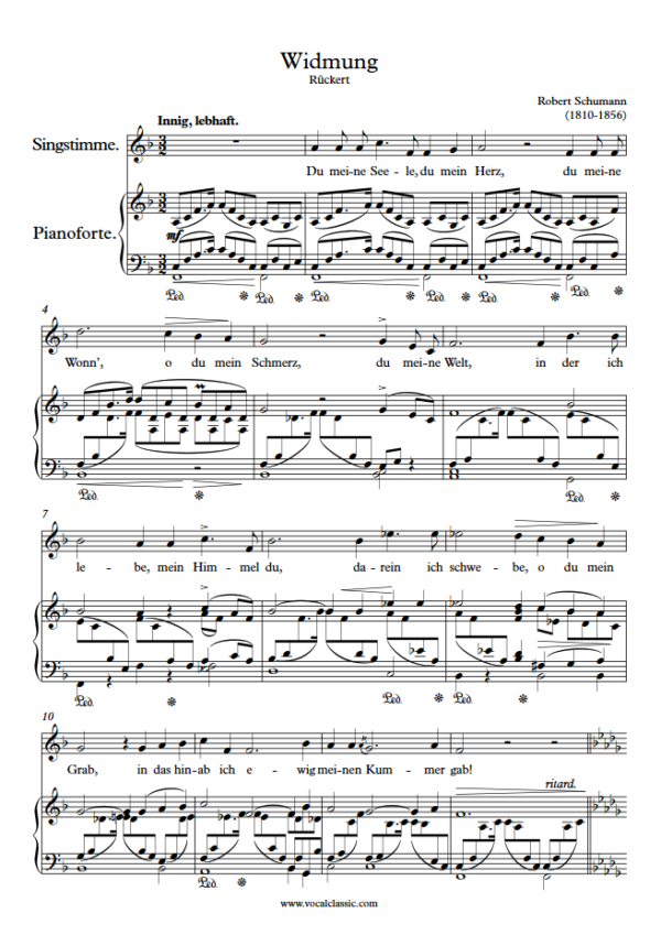 R. Schumann : Widmung (F Key) PDF Sheet music