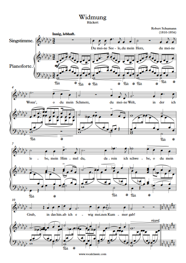 R. Schumann : Widmung (Gb Key) PDF Sheet music