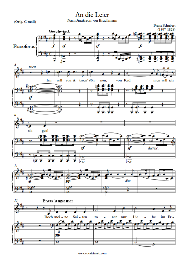 F. Schubert : An die Leier (B minor Key) PDF Sheet music