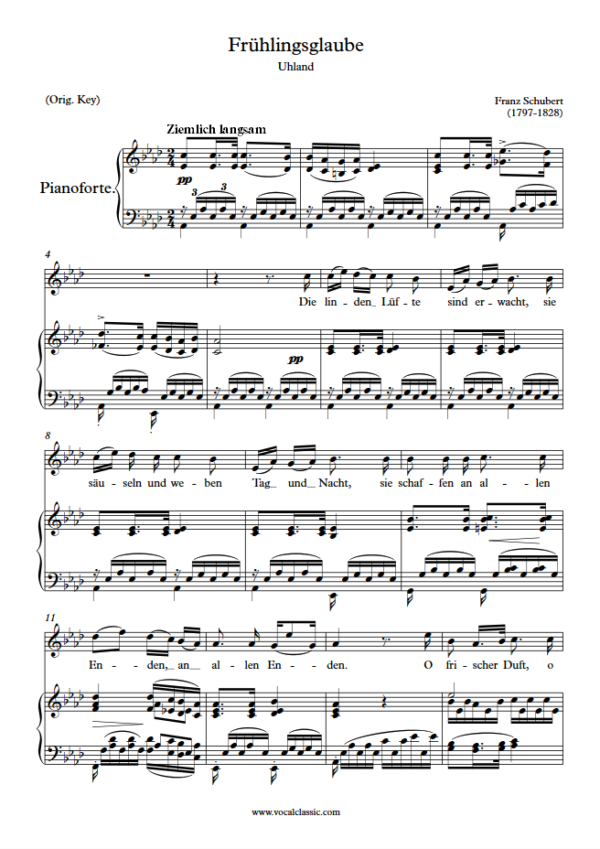 F. Schubert : Frühlingsglaube (Ab Key, Original) PDF Sheet music