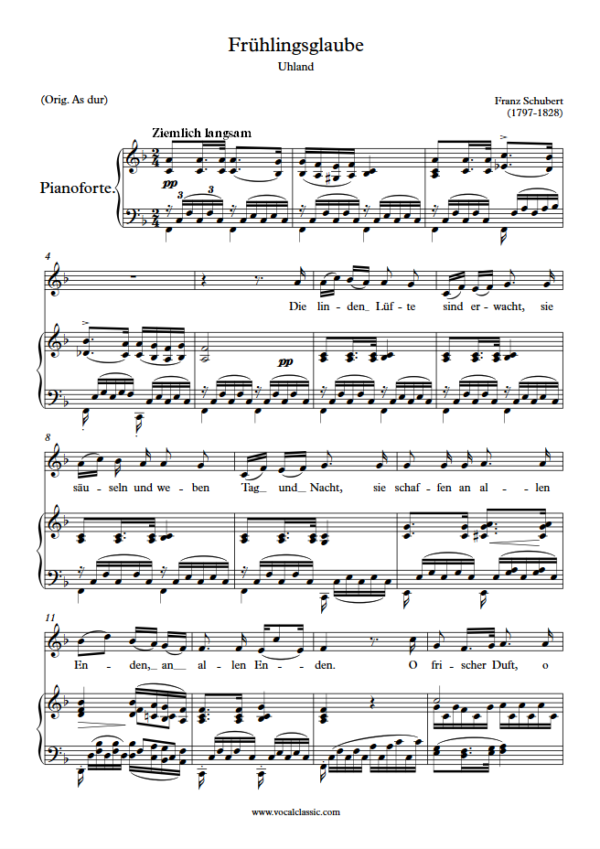 F. Schubert : Frühlingsglaube (F Key) PDF Sheet music