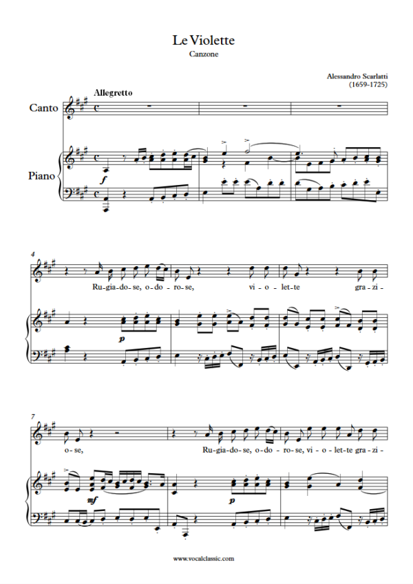 A. Scarlatti : Le violette (A Key) PDF Sheet music