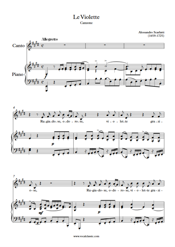 A. Scarlatti : Le violette (E Key) PDF Sheet music