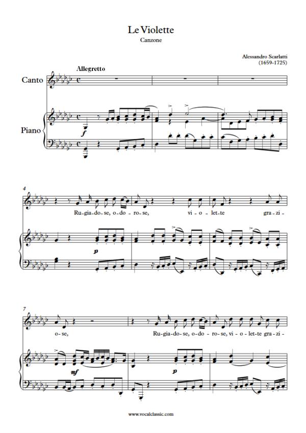 A. Scarlatti : Le violette (Gb Key) PDF Sheet music