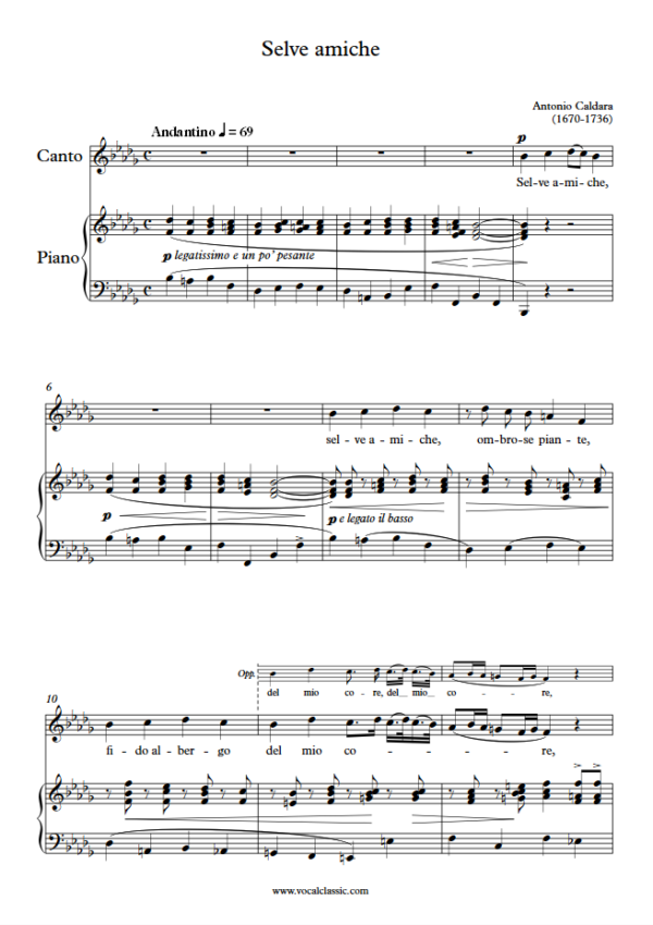 A. Caldara : Selve amiche (Bb minor Key) PDF Sheet music