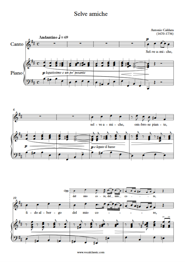 A. Caldara : Selve amiche (B minor Key) PDF Sheet music