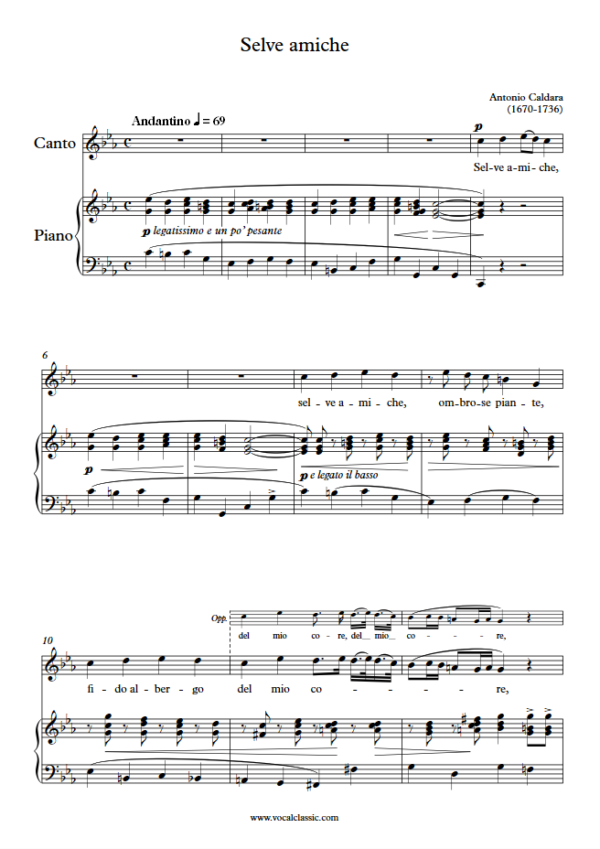 A. Caldara : Selve amiche (C minor Key) PDF Sheet music