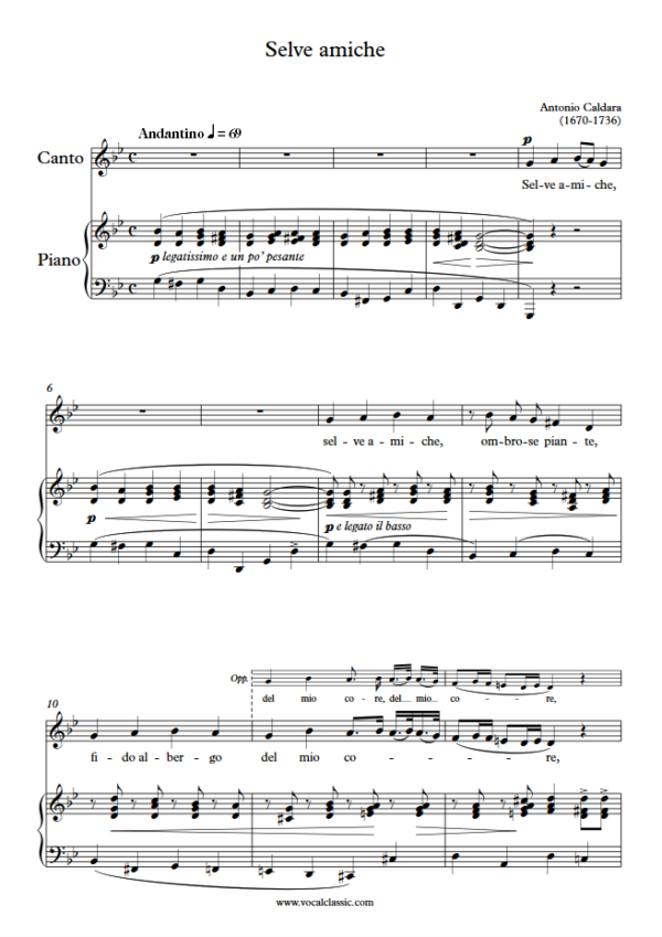 A. Caldara : Selve amiche (G minor Key) PDF Sheet music