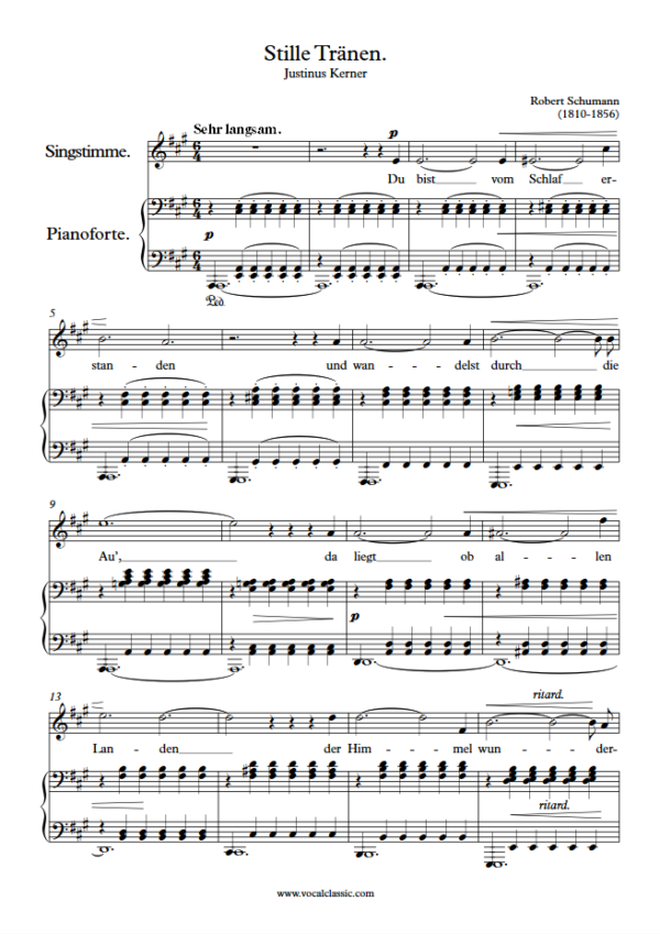 R. Schumann : Stille Tränen (A Key) PDF Sheet music