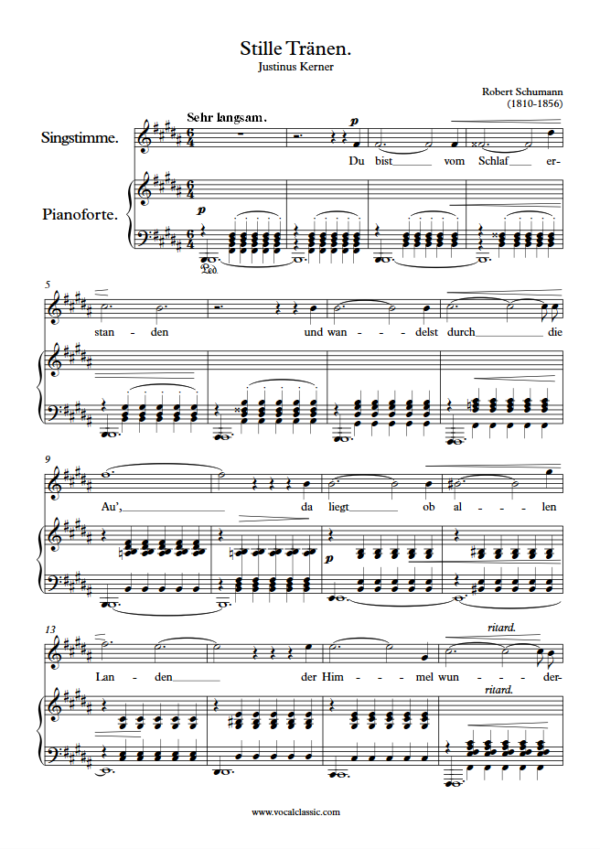 R. Schumann : Stille Tränen (B Key) PDF Sheet music