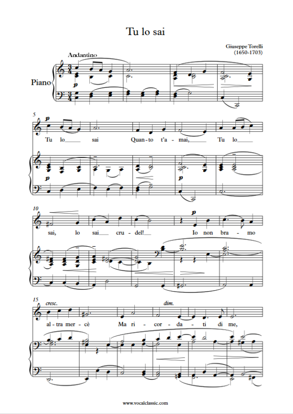 G. Torelli : Tu lo sai (C Key, Original) PDF Sheet music