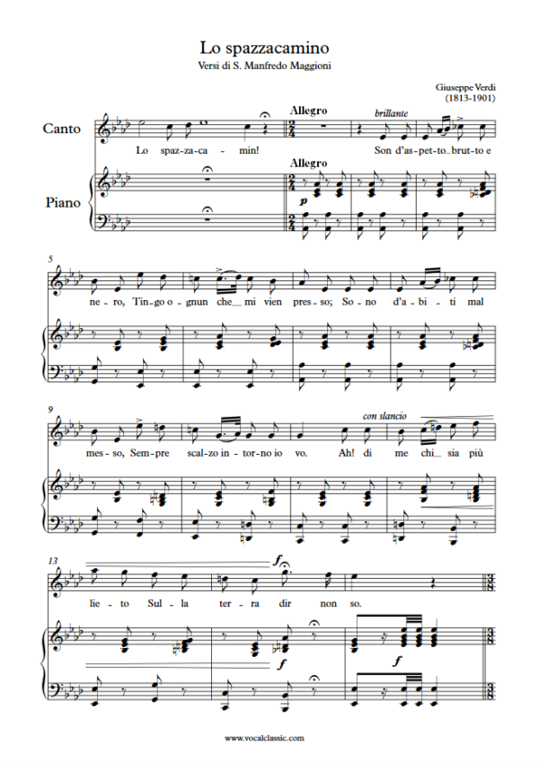 G. Verdi : Lo spazzacamino (Ab Key) PDF Sheet music