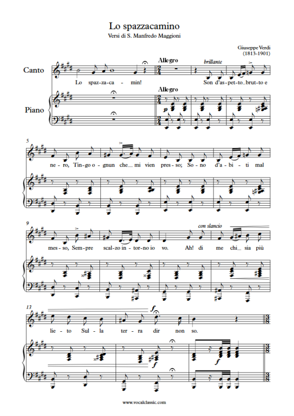 G. Verdi : Lo spazzacamino (E Key) PDF Sheet music