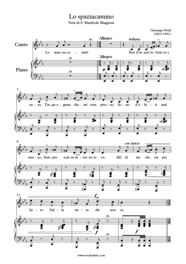 G. Verdi : Lo spazzacamino (Eb Key) PDF Sheet music