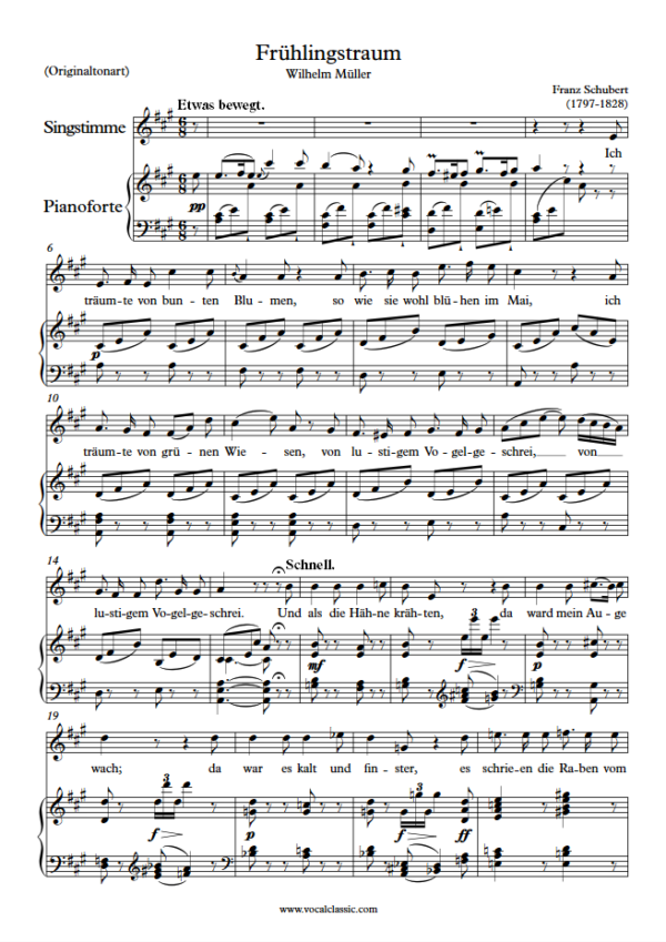 F. Schubert : Frühlingstraum (A Key, Original) PDF – Winterreise (D911) Sheet music