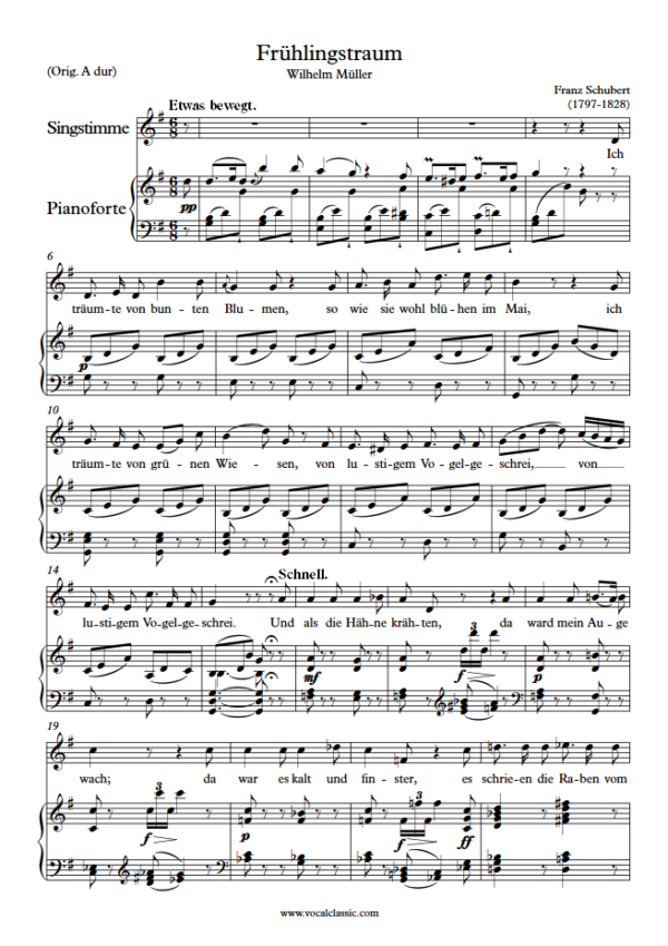 F. Schubert : Frühlingstraum (G Key) PDF – Winterreise (D911) Sheet music