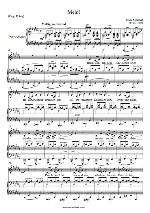 F. Schubert : Mein! (B Key) PDF Sheet music