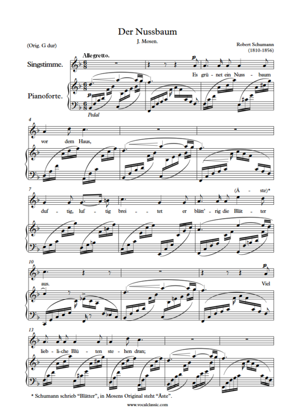 R. Schumann : Der Nussbaum (F Key) PDF Sheet music