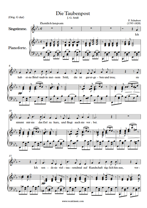 F. Schubert : Die Taubenpost (Eb Key) PDF 2023 한예종 남자 입시곡 Sheet music