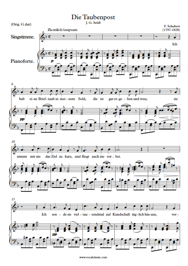 F. Schubert : Die Taubenpost (F Key) PDF 2023 한예종 남자 입시곡 Sheet music