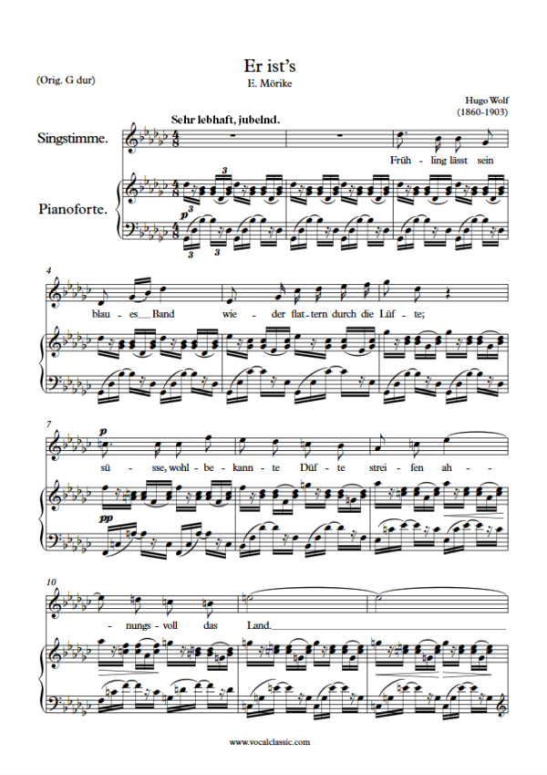 H. Wolf : Er ist’s (Gb Key) PDF Sheet music